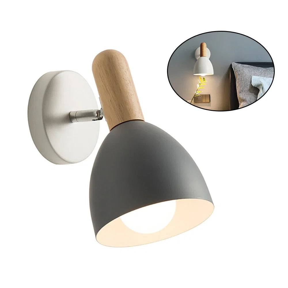 Wooden Wall Lamp – Adjustable Nordic Bedside Light