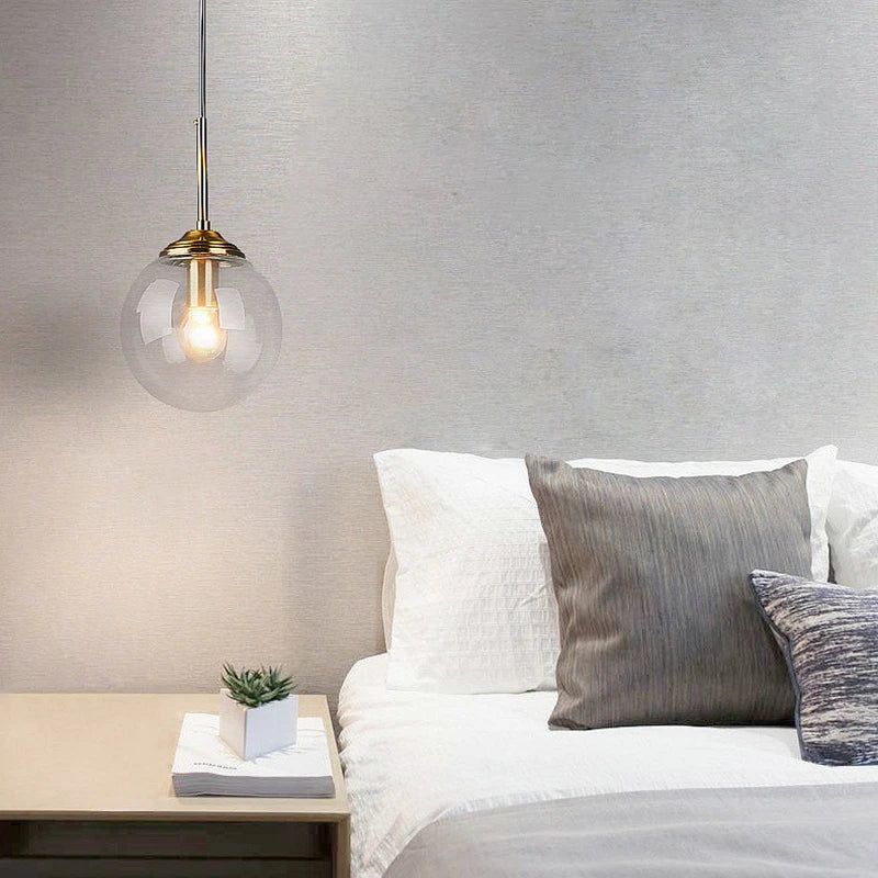 Glass Globe Pendant Light – Amber, Smoke Grey or Clear