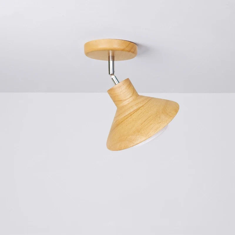Timber Ceiling Lamp – Natural Wood Cone Fixture