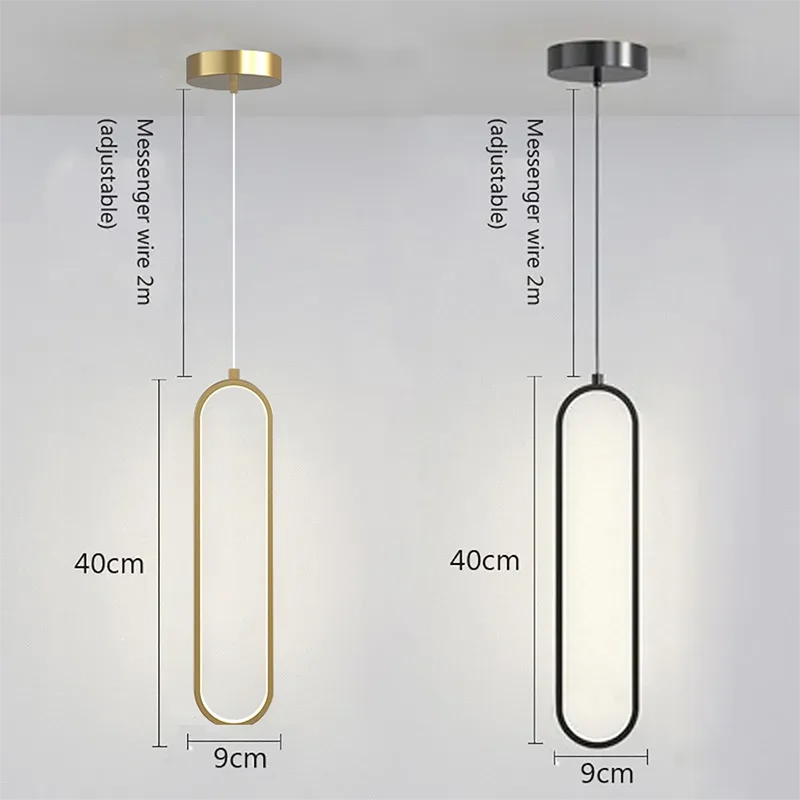 LED Pendant Light – Gold & Black Minimalist Hanging Lamp