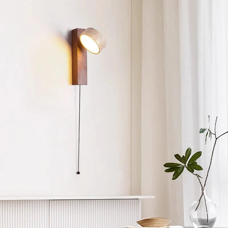 Wabi-Sabi Wall Lamp – Headboard Sconce with Pull Switch