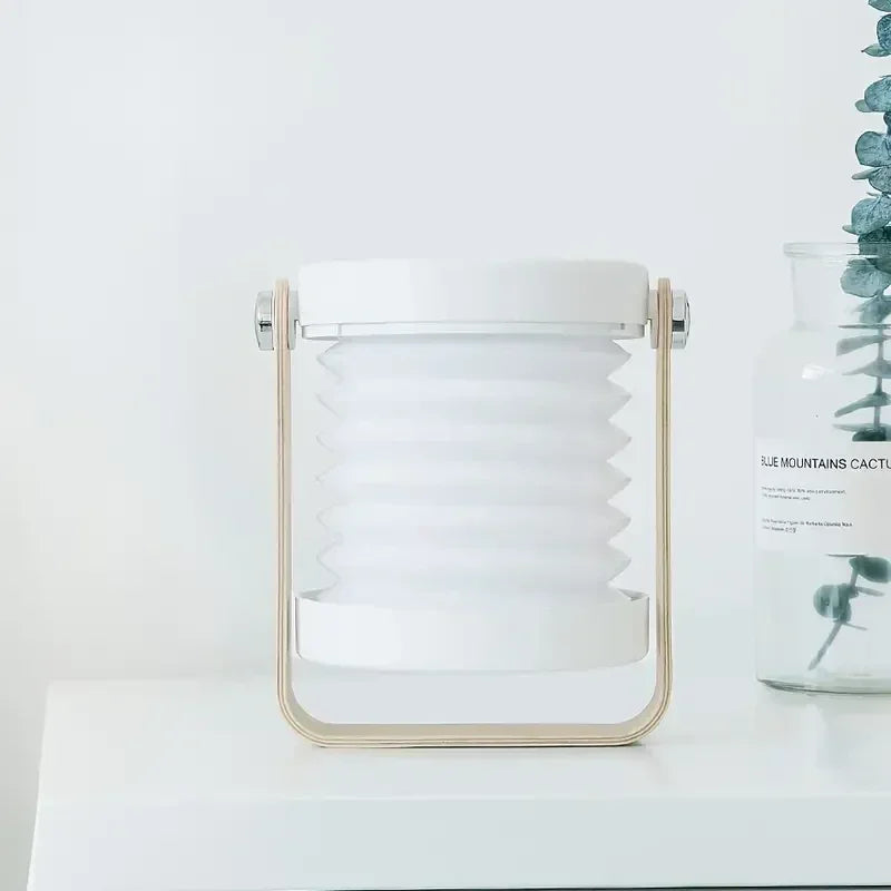 Portable LED Lantern – Folding Rechargeable Wood Table Lamp