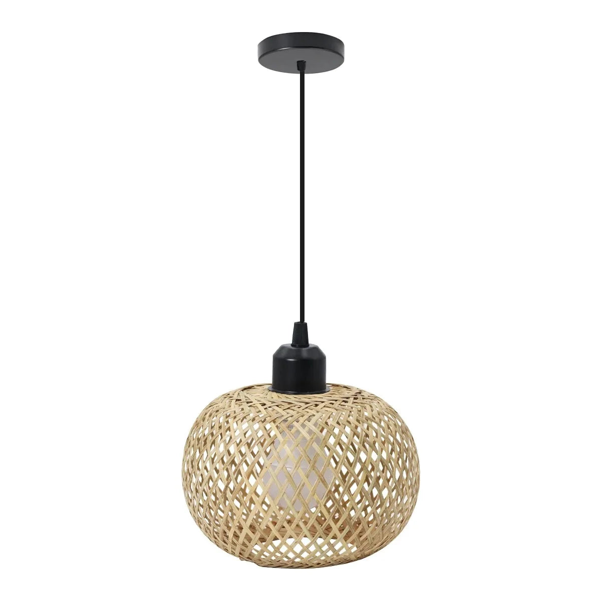 Bamboo Ceiling Lamp – Handwoven Rattan LED Fixture