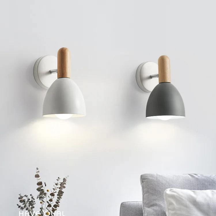 Wooden Wall Lamp – Adjustable Nordic Bedside Light