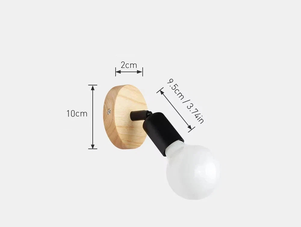 Retro Wall Lamp – Adjustable Wood & Metal Sconce