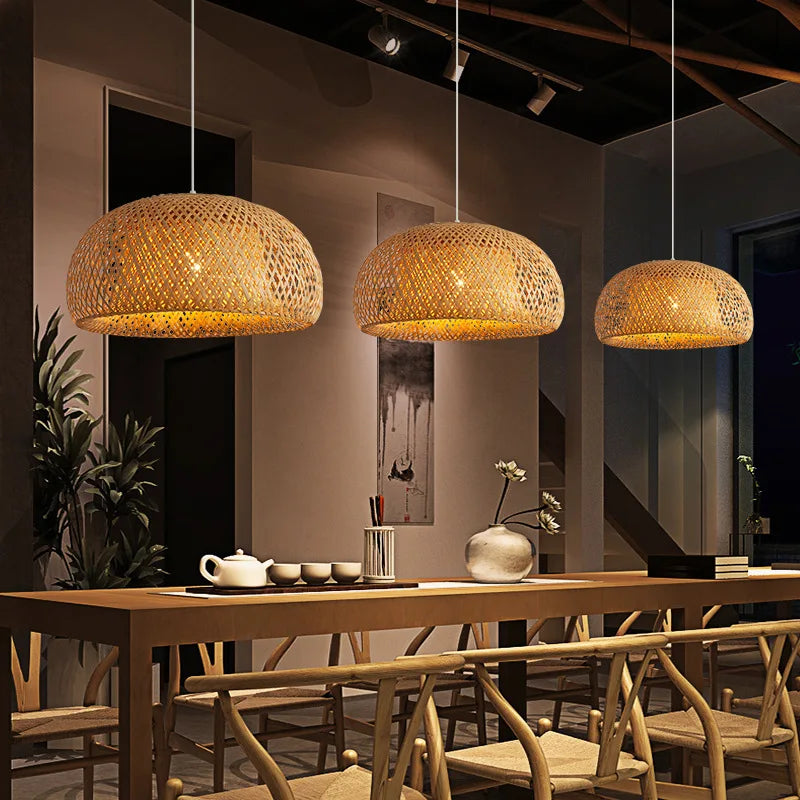 Bamboo Pendant Lamp – Handwoven Rattan Fixture