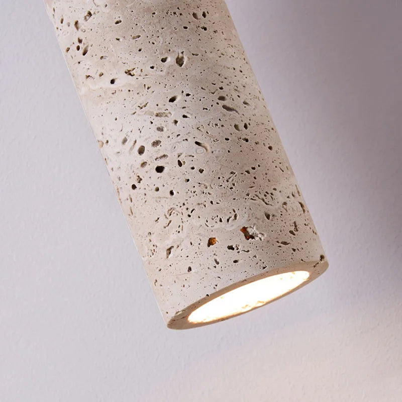 Travertine Pendant Light – Wabi-Sabi Wood Bedside Lamp