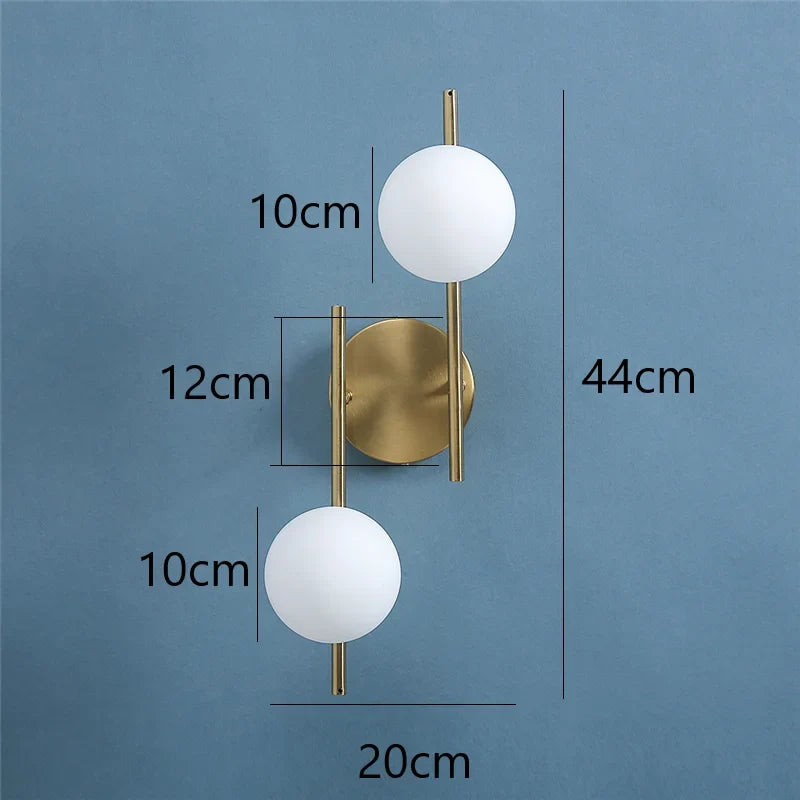 Dual Globe Wall Light – Gold Glass Sconce