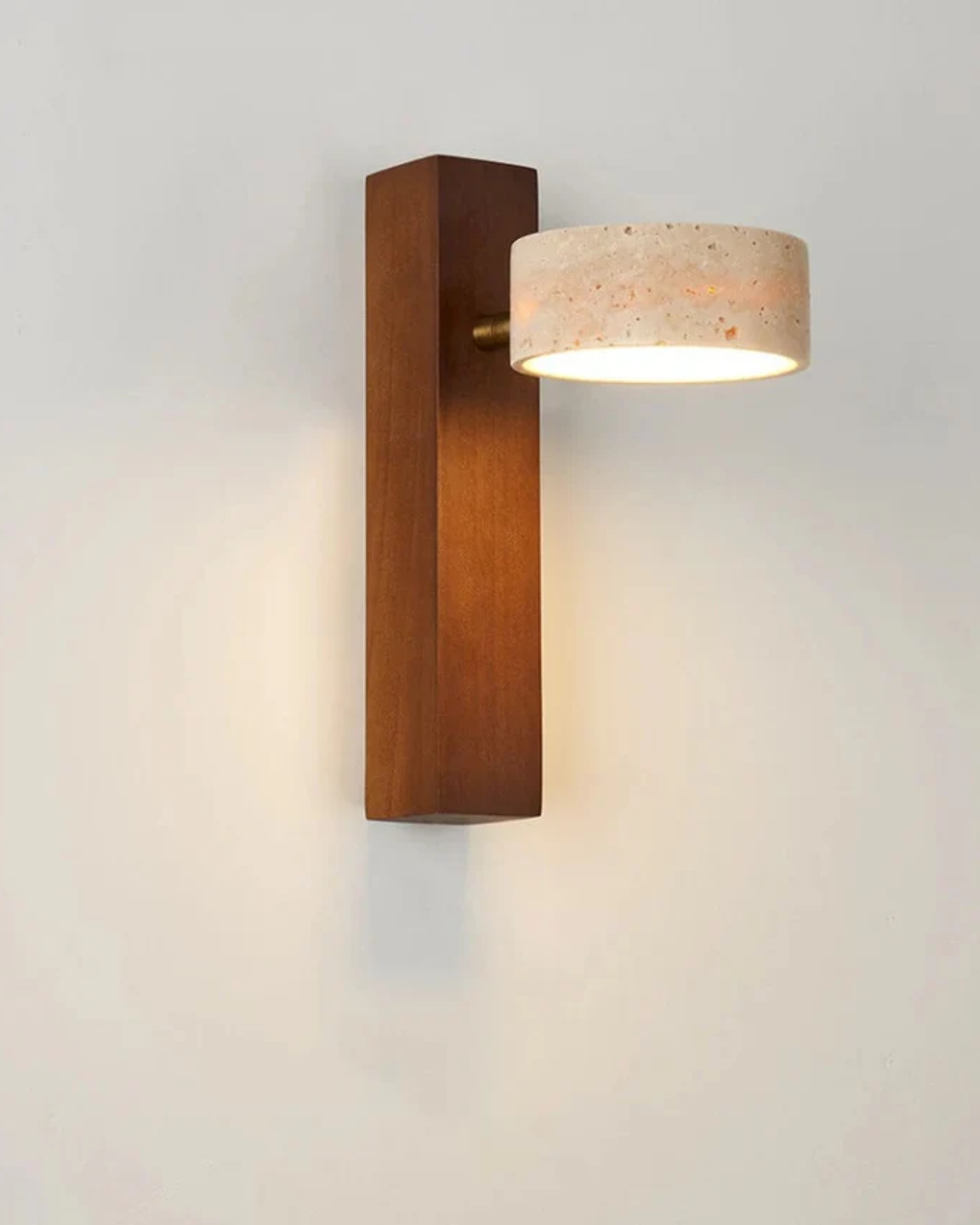 Travertine Wall Lamp – Stone & Wood Sconce