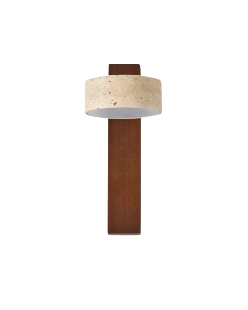 Travertine Wall Lamp – Stone & Wood Sconce