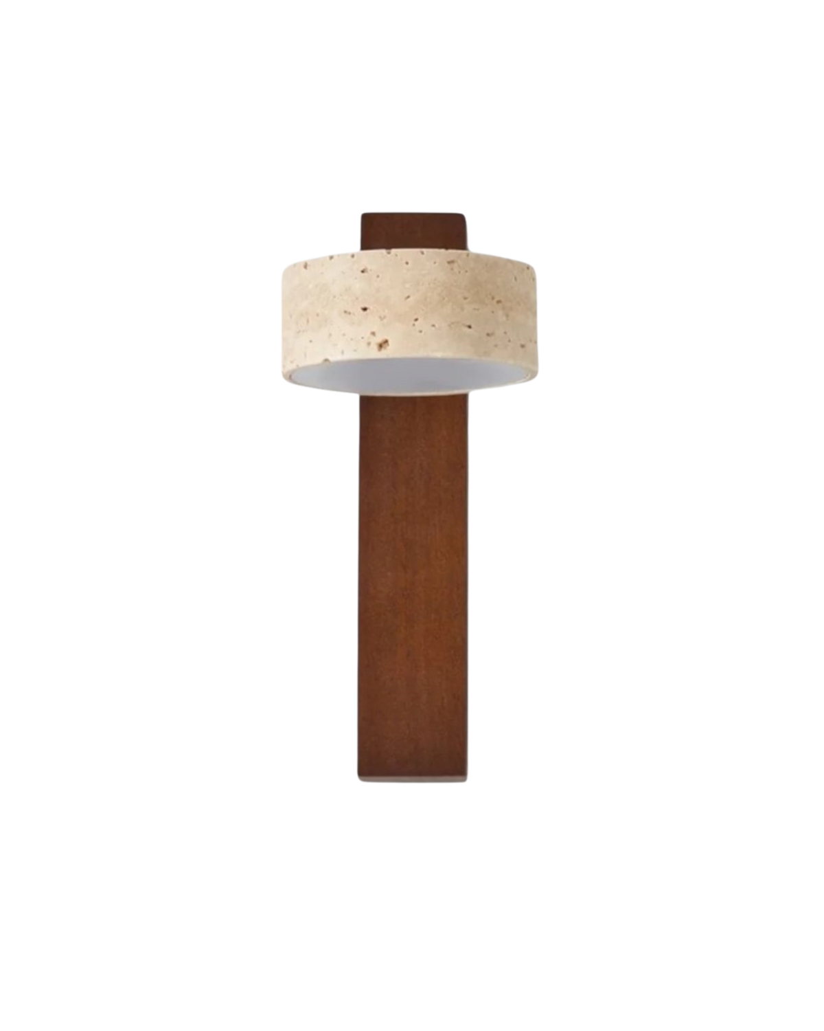 Travertine Wall Lamp – Stone & Wood Sconce