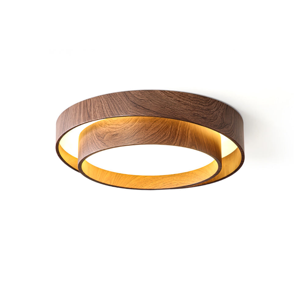 Walnut Ceiling Lamp – LED Flush Mount Fixture