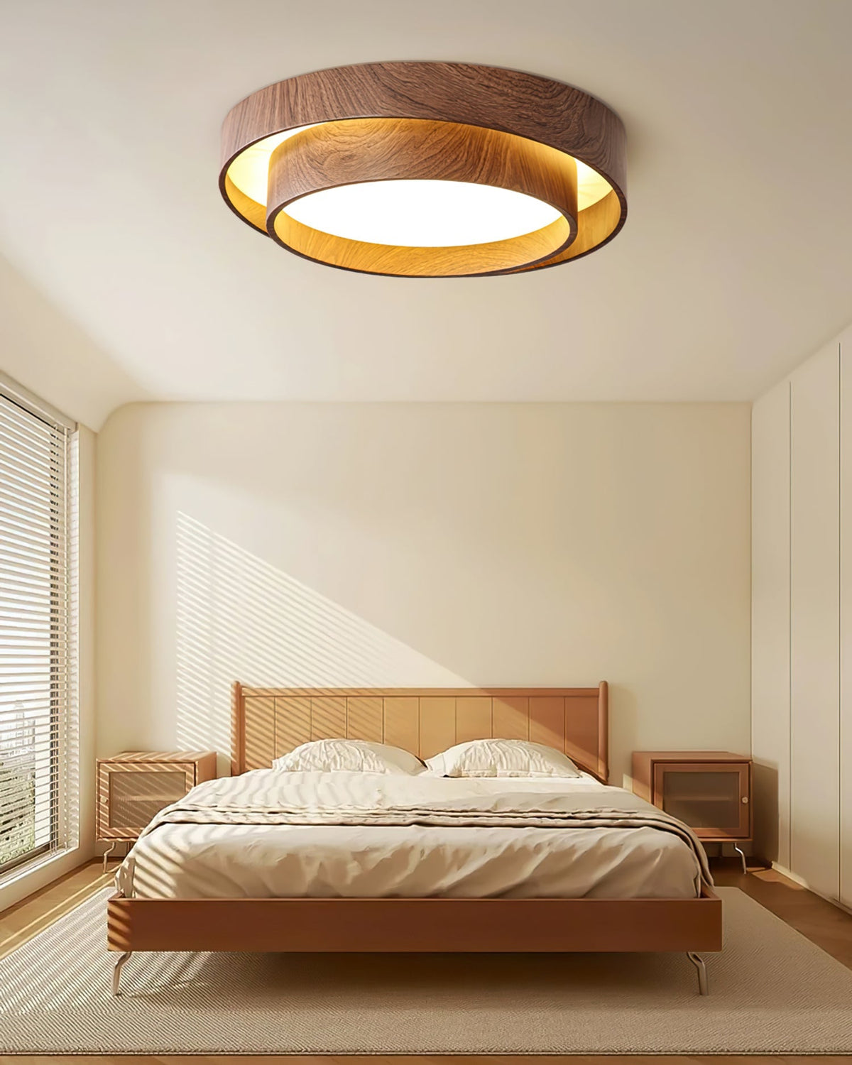 Walnut Ceiling Lamp – LED Flush Mount Fixture