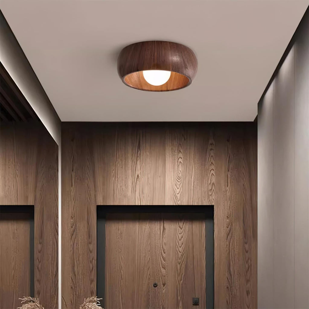 Wooden LED Ceiling Lamp – Minimalist Flush Mount