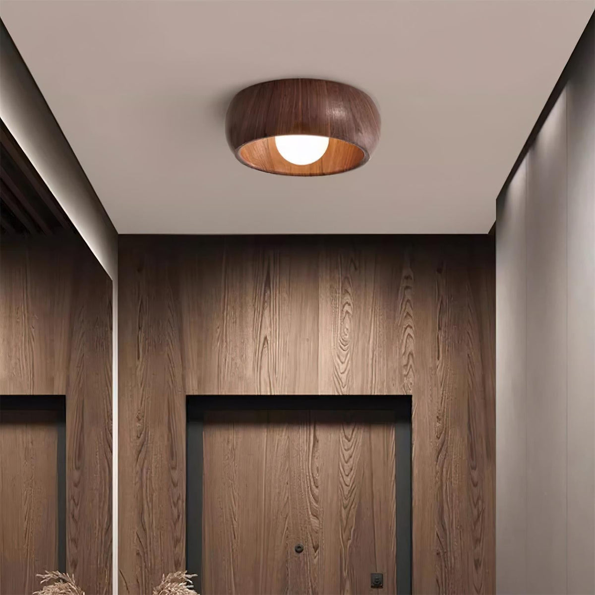 Wooden LED Ceiling Lamp – Minimalist Flush Mount