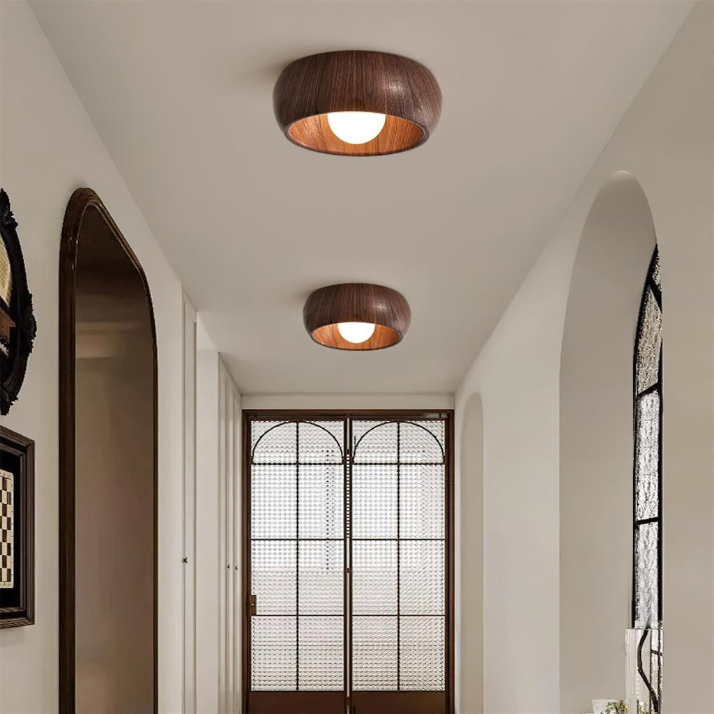 Wooden LED Ceiling Lamp – Minimalist Flush Mount
