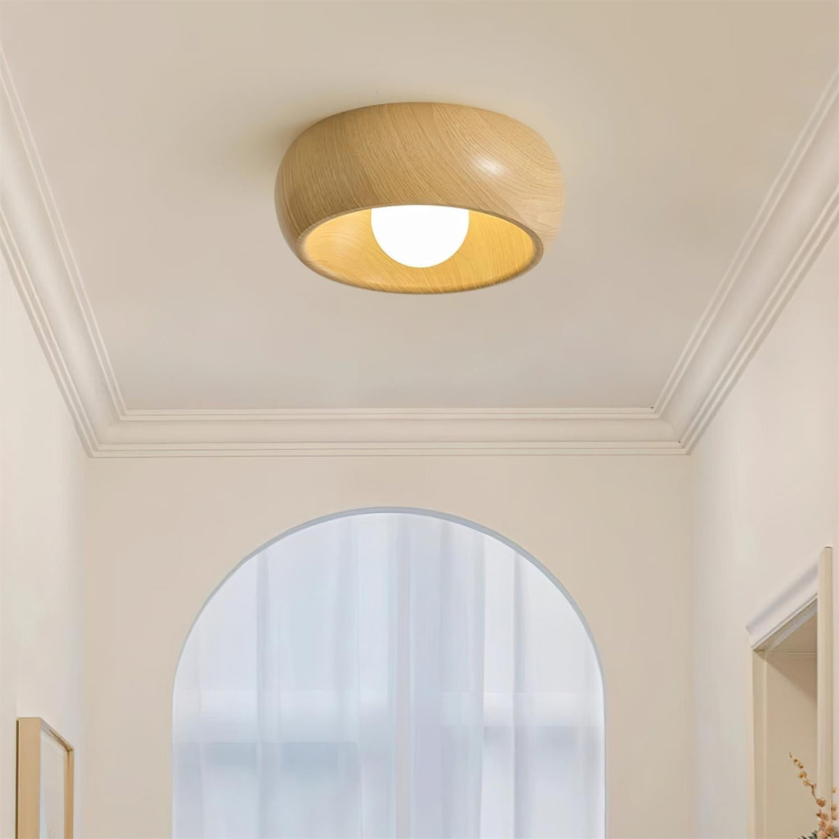 Wooden LED Ceiling Lamp – Minimalist Flush Mount