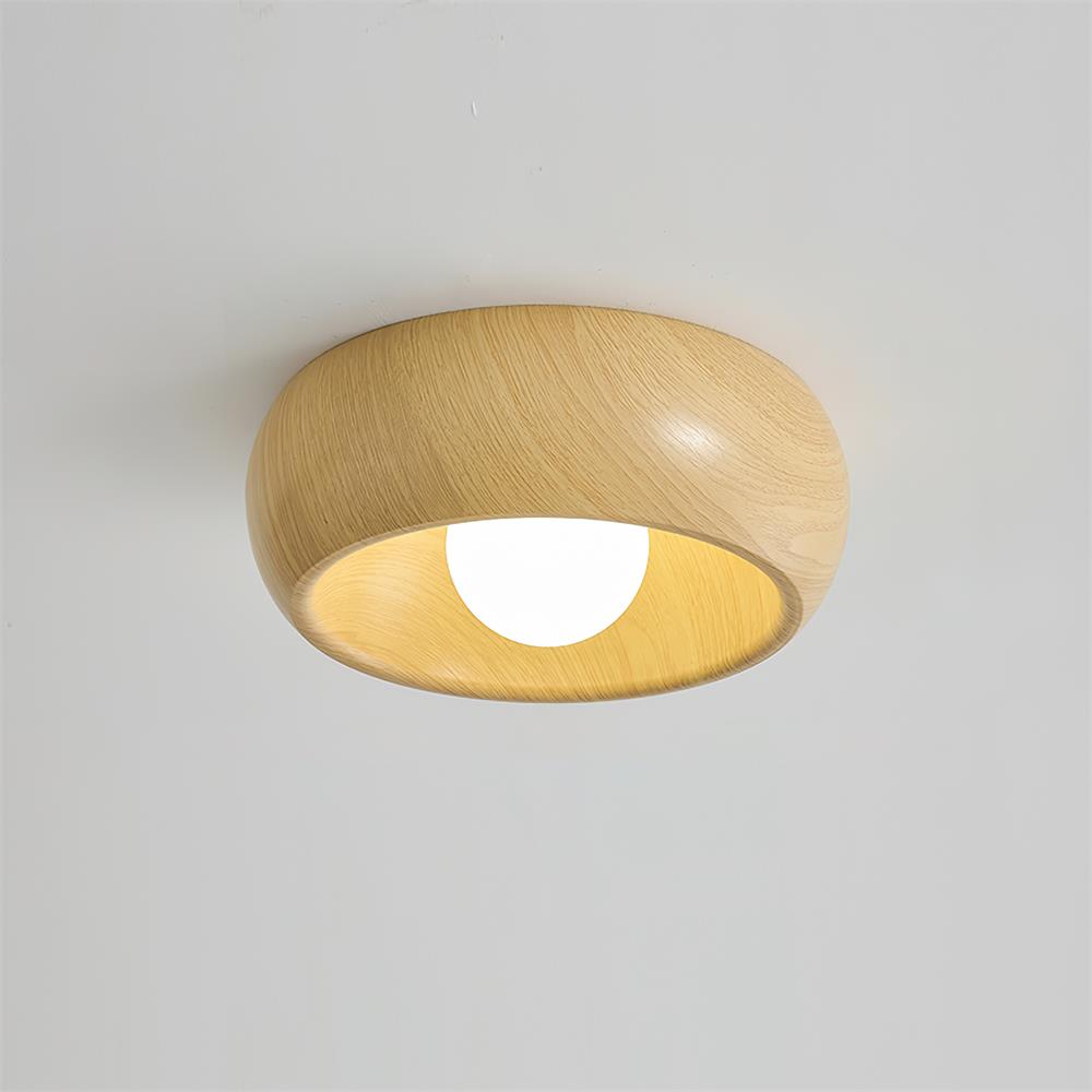 Wooden LED Ceiling Lamp – Minimalist Flush Mount