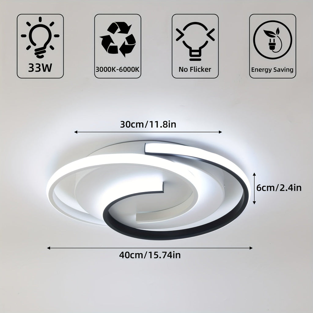Spiral LED Ceiling Light – Round Flush Mount Fixture