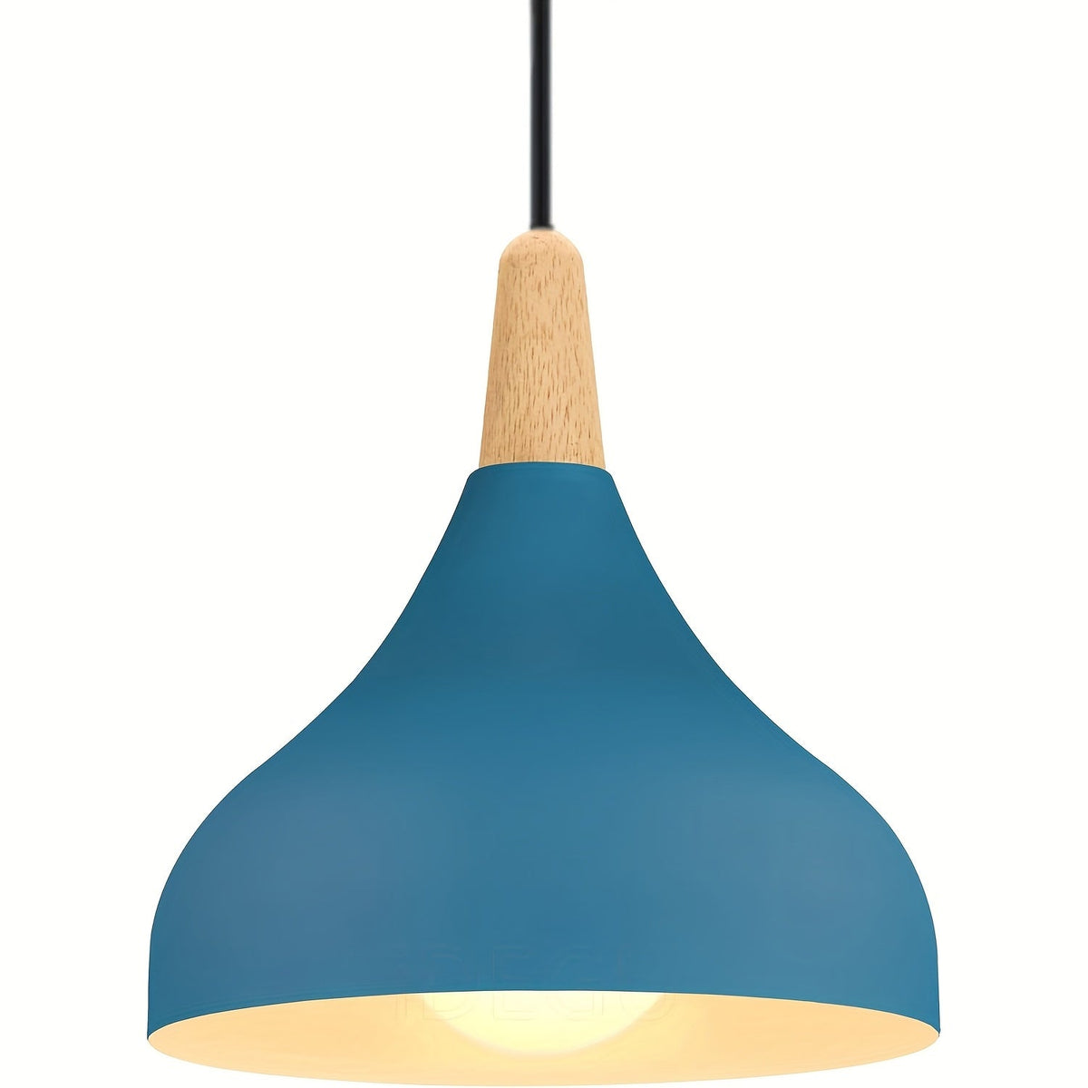 Teardrop Pendant Light – Metal & Wood Hanging Lamp