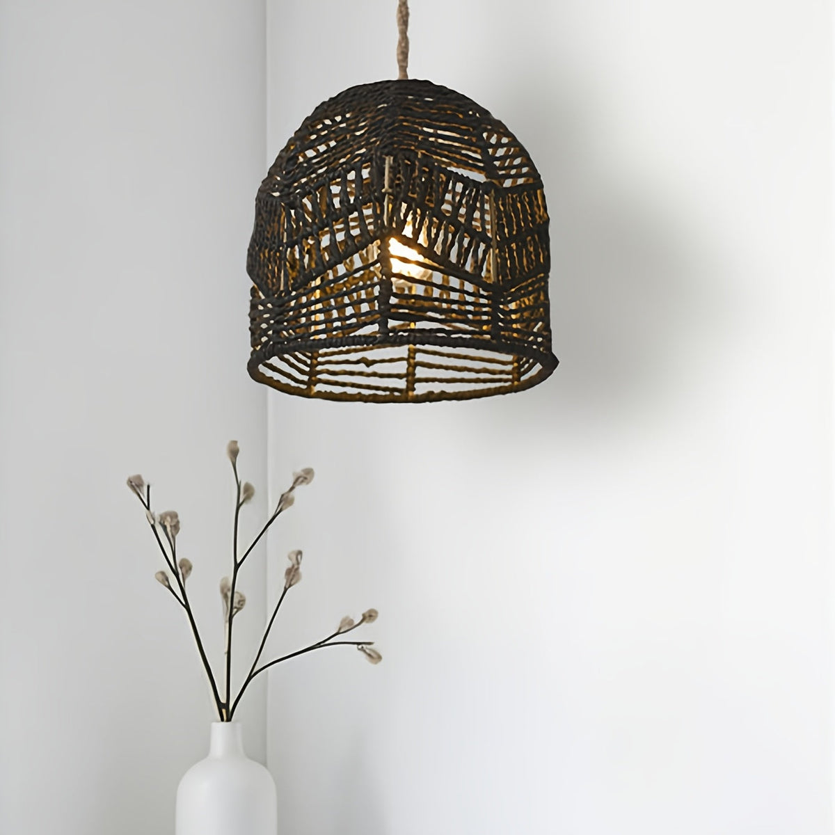 Rope Pendant Shade – Handwoven Farmhouse Light Shade