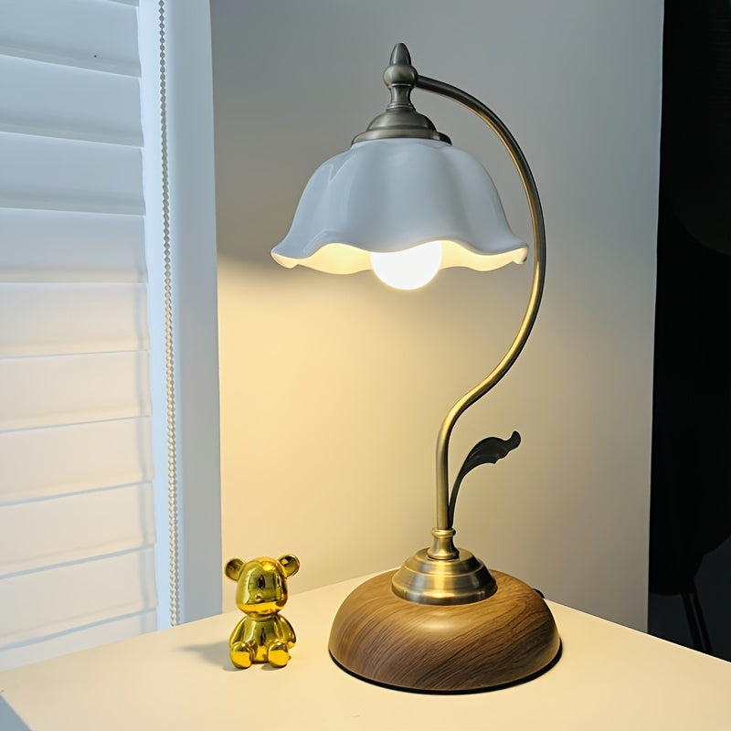 Goose Neck Table Lamp – Antique Brass USB Bedside Light