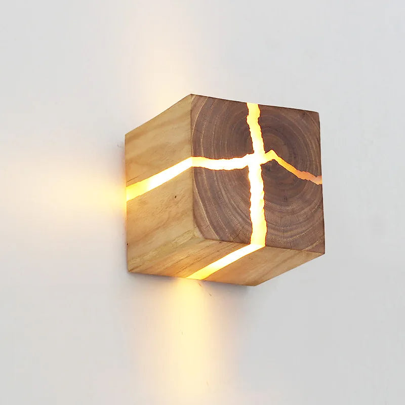 Wood Wall Light – Hand-Carved Solid Wood Sconce