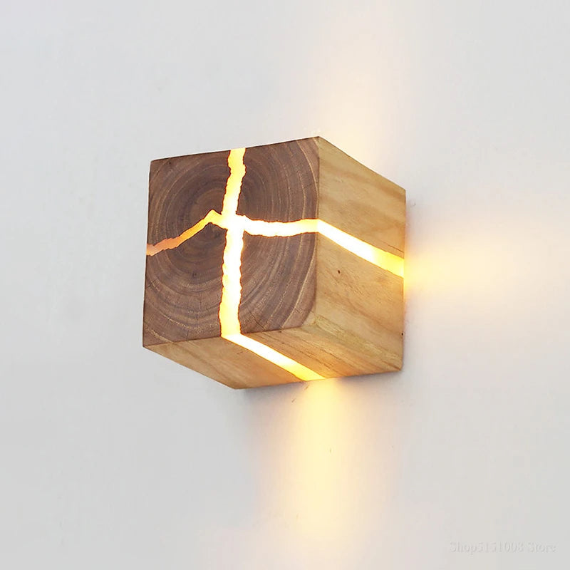 Wood Wall Light – Hand-Carved Solid Wood Sconce