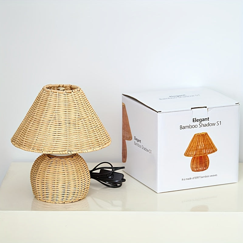 Bamboo Desk Lamp – Woven Boho USB Accent Light