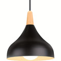 Teardrop Pendant Light – Metal & Wood Hanging Lamp