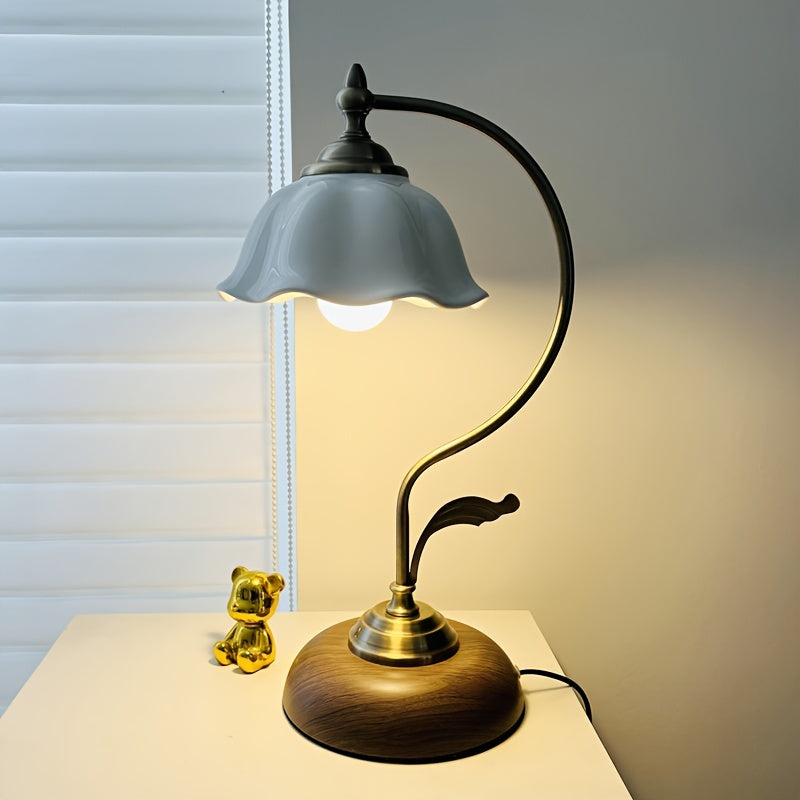 Goose Neck Table Lamp – Antique Brass USB Bedside Light