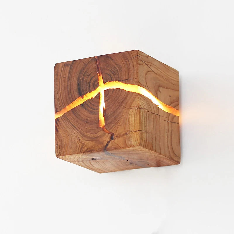 Wood Wall Light – Hand-Carved Solid Wood Sconce