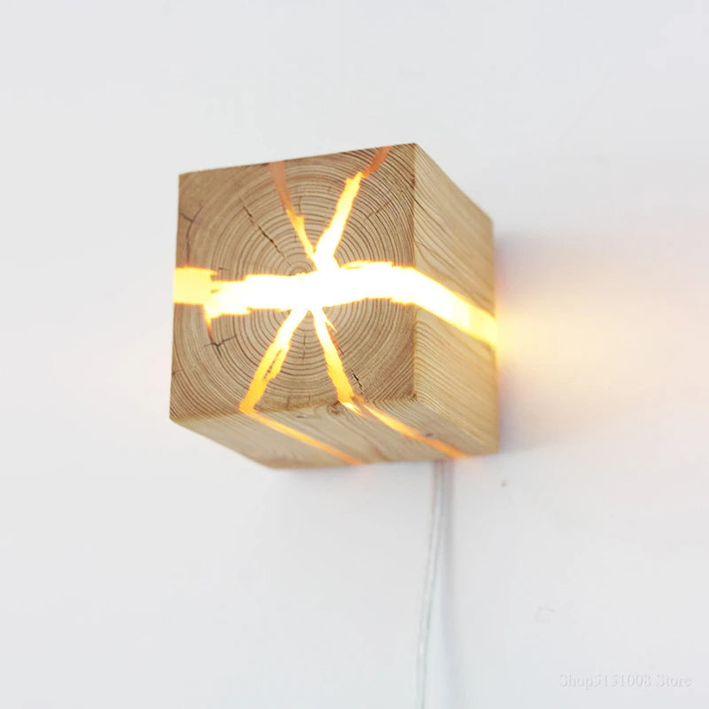 Wood Wall Light – Hand-Carved Solid Wood Sconce