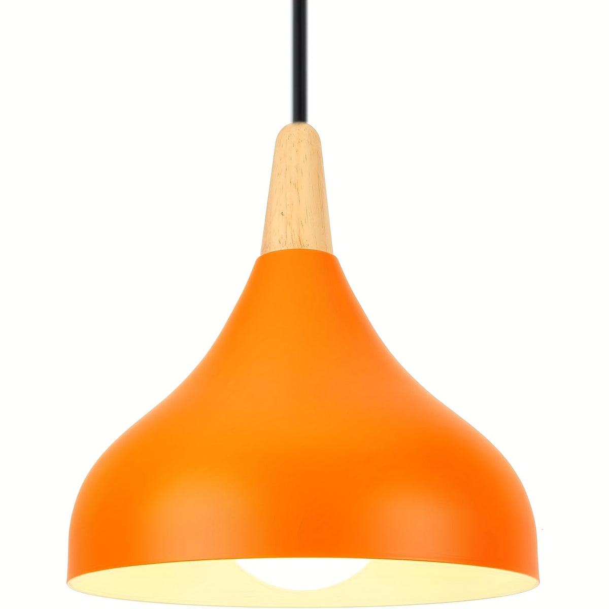 Teardrop Pendant Light – Metal & Wood Hanging Lamp