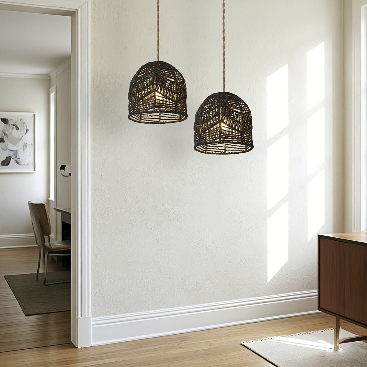 Rope Pendant Shade – Handwoven Farmhouse Light Shade
