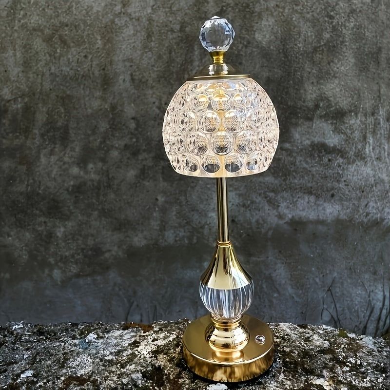Crystal Table Lamp – Rechargeable Touch LED Bedside Light