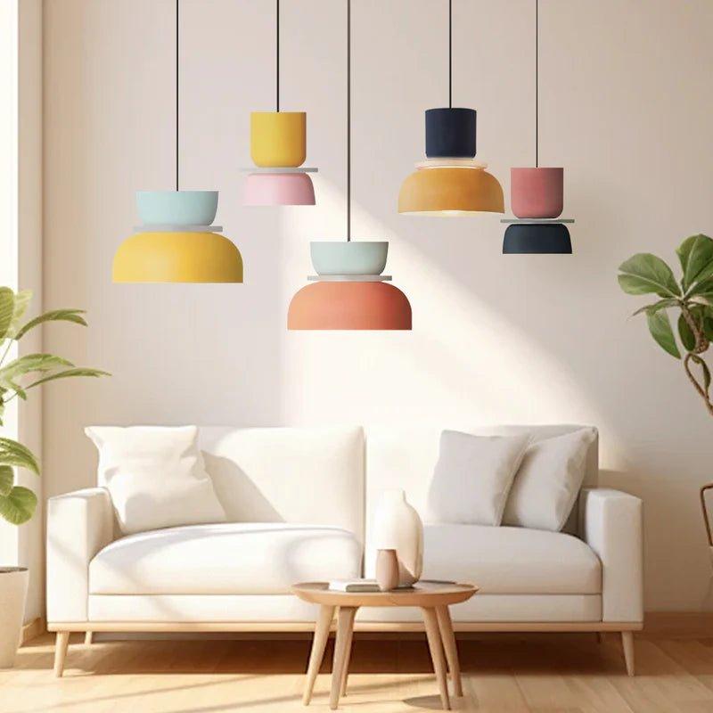Coloured Pendant Lamp – Nordic Macaron Hanging Light