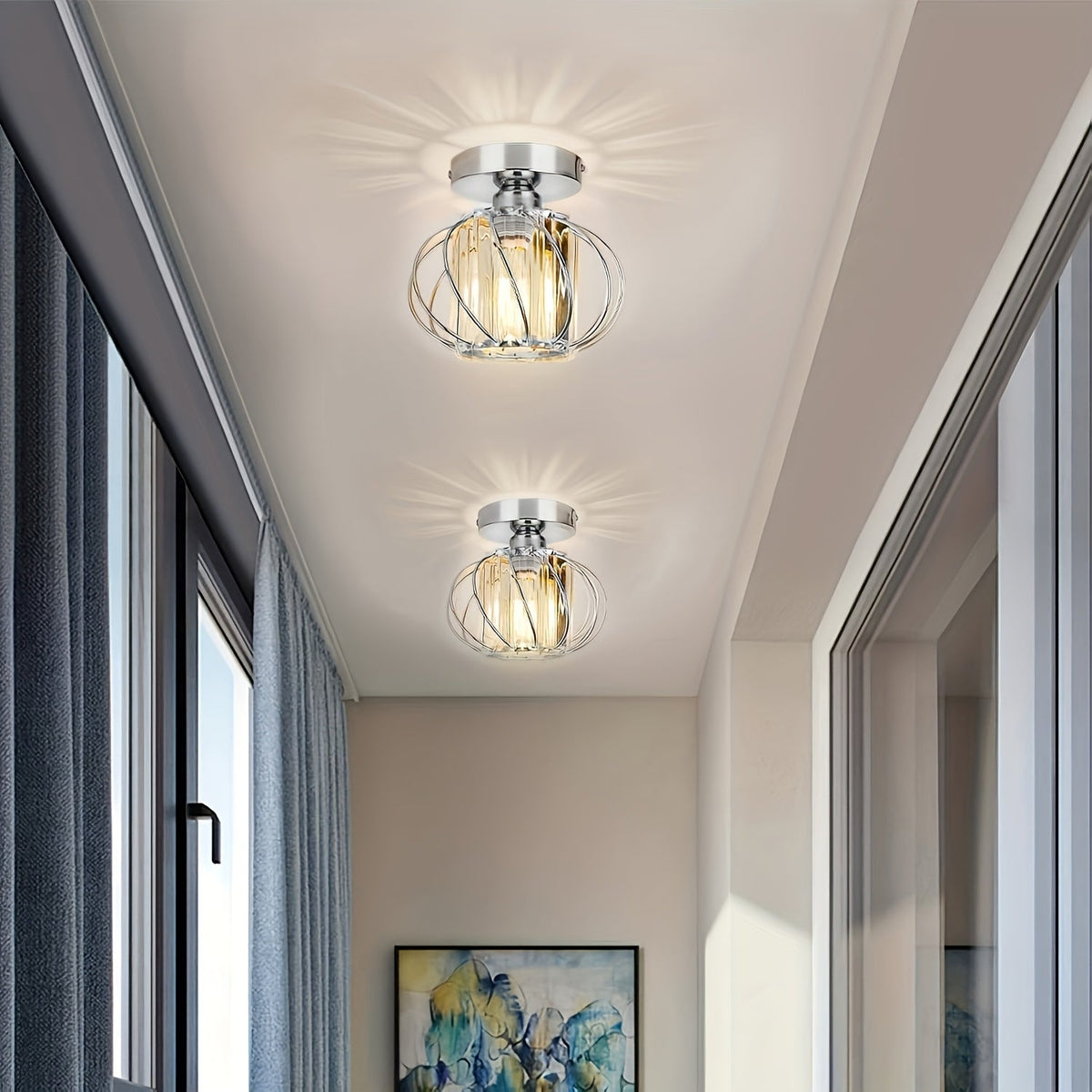 Cage Ceiling Light – Industrial Semi-Flush Mount