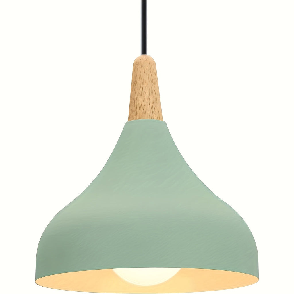 Teardrop Pendant Light – Metal & Wood Hanging Lamp