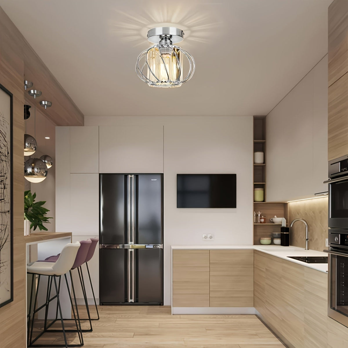 Cage Ceiling Light – Industrial Semi-Flush Mount