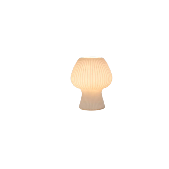 Ribbed Glass Table Lamp – Vintage Mushroom Bedside Light