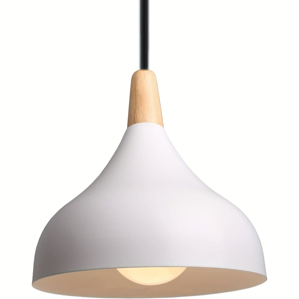 Teardrop Pendant Light – Metal & Wood Hanging Lamp