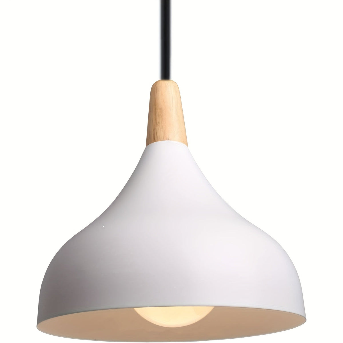 Teardrop Pendant Light – Metal & Wood Hanging Lamp
