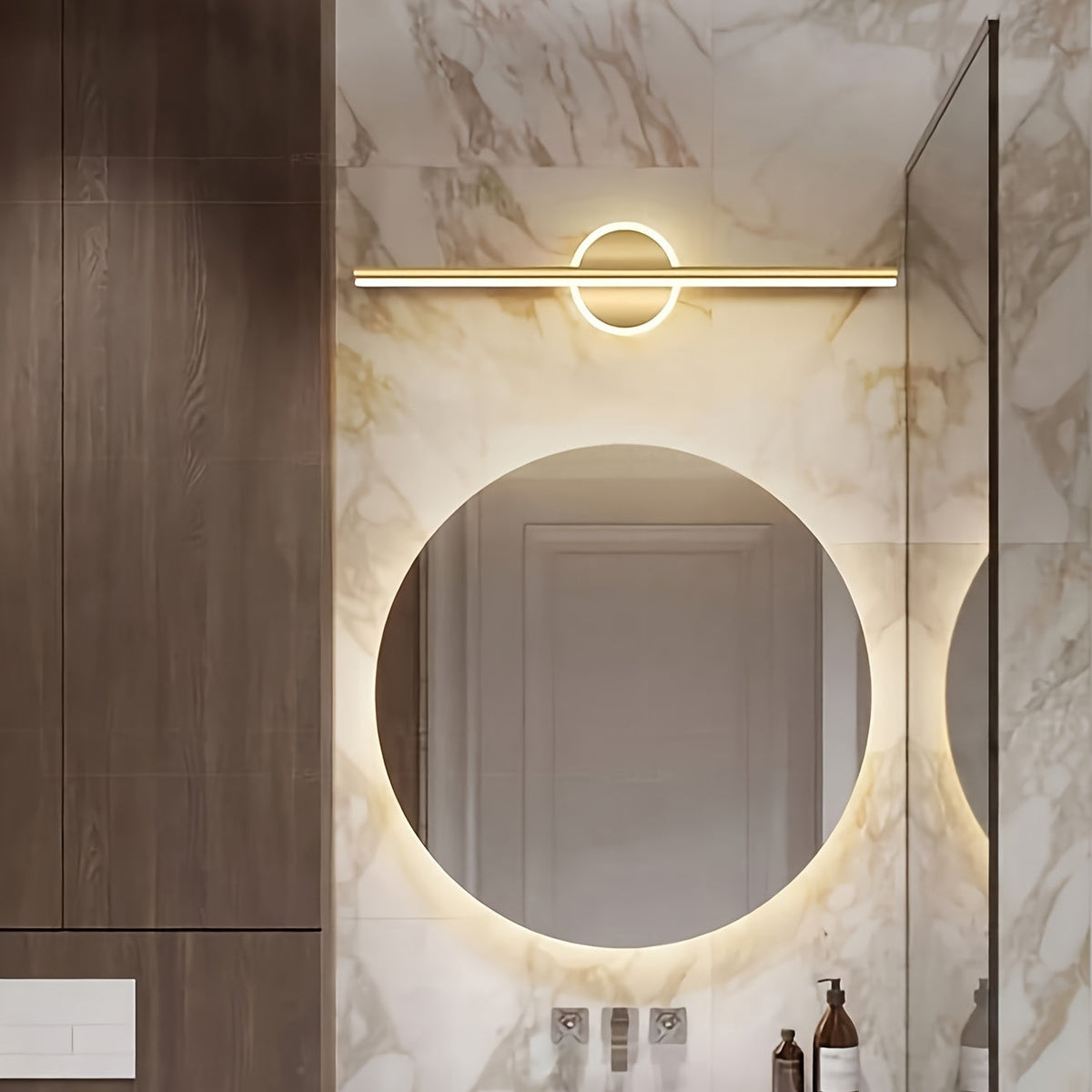 Mirror Wall Light – Black & Gold LED Sconce