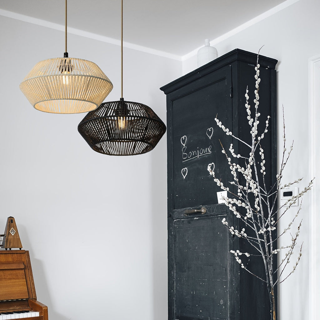 Paper Rope Pendant Light Shade – Handwoven Natural Shade
