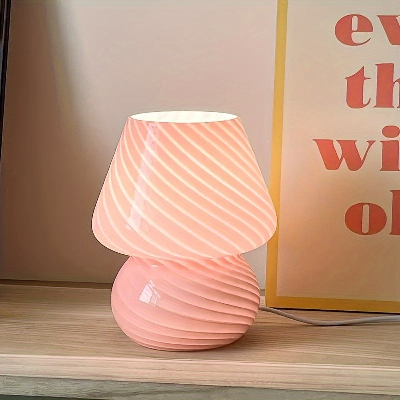 Glass Mushroom Table Lamp – USB Dimmable Light