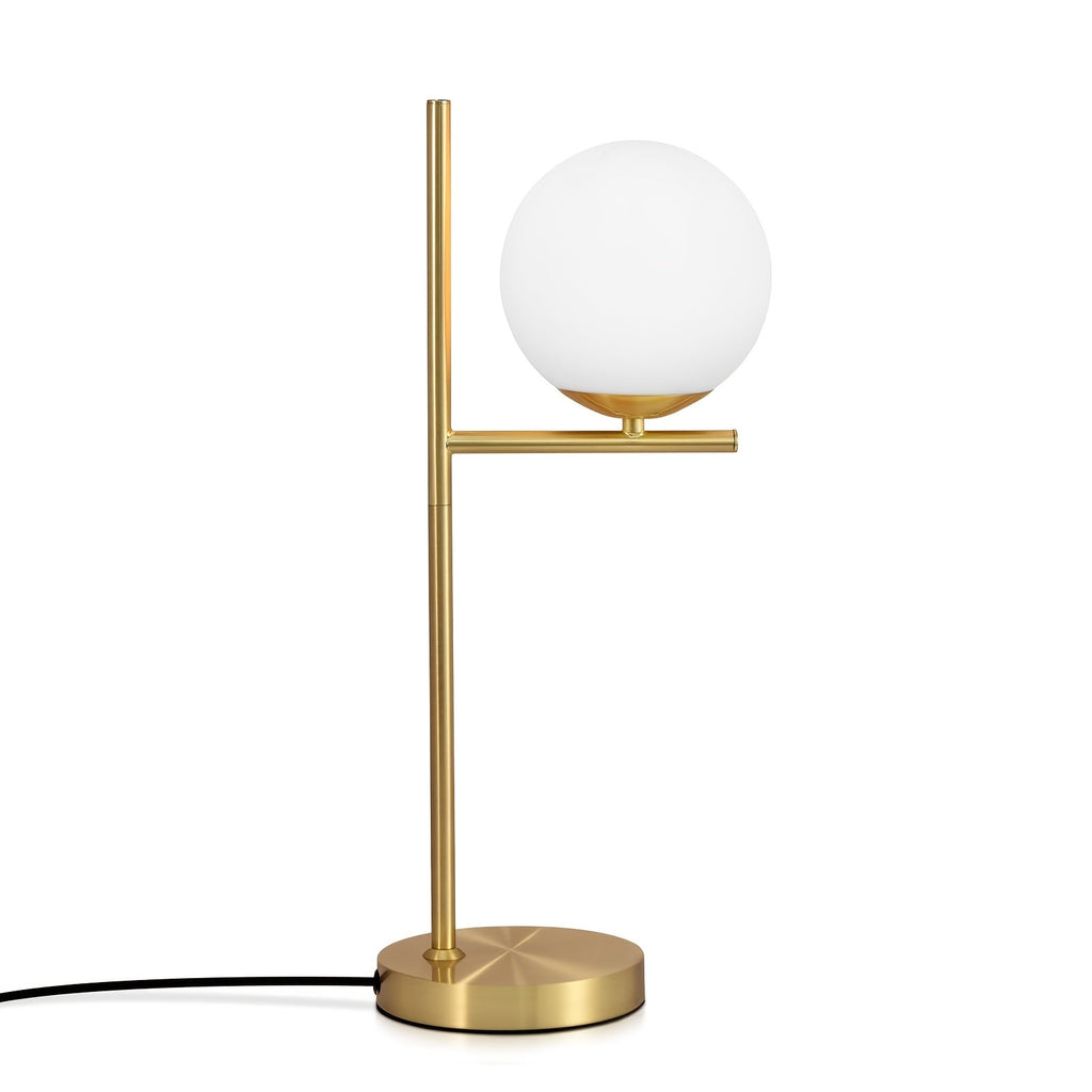 Gold Table Lamp – White Glass Globe Bedside Light