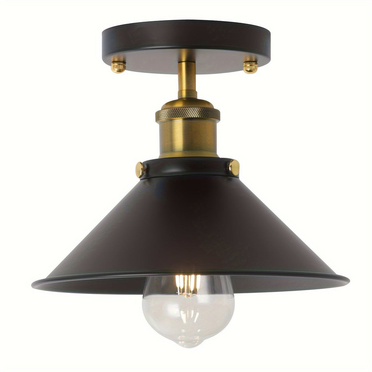 Black Ceiling Light – Industrial Semi-Flush Mount Fixture
