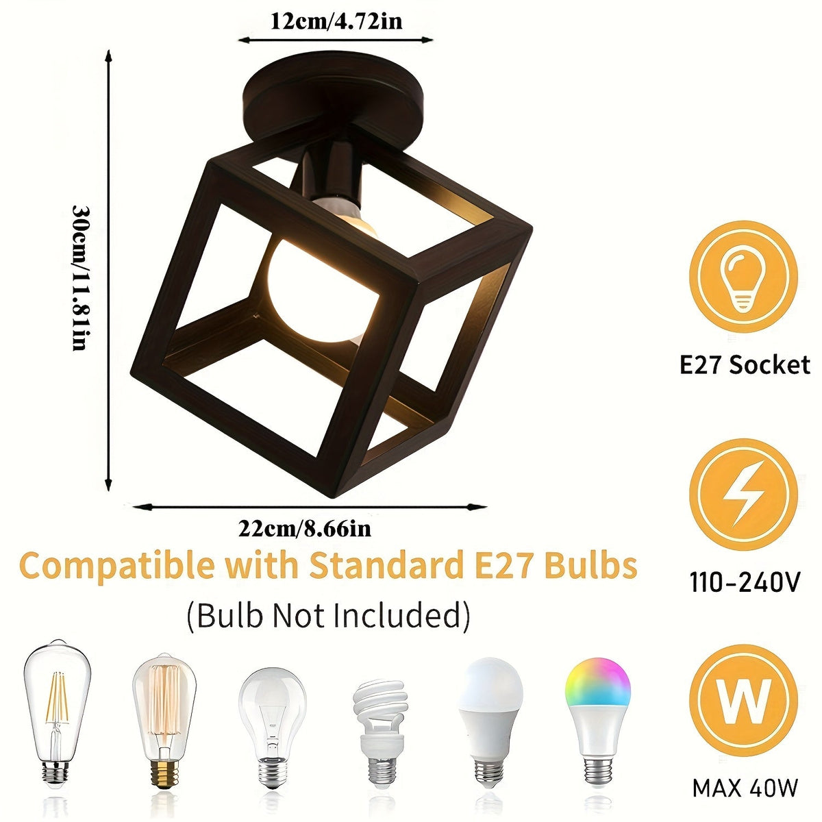 Cube Ceiling Light – Industrial Semi-Flush Mount