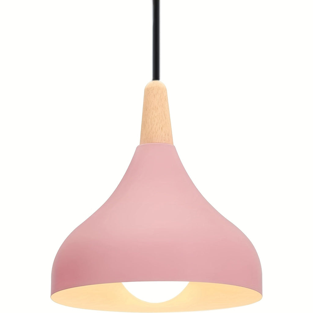 Teardrop Pendant Light – Metal & Wood Hanging Lamp